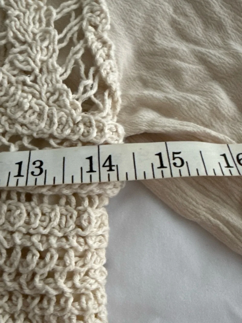 Hem & Thread Beige Crochet Peplum Blouse - Picture 4 of 5